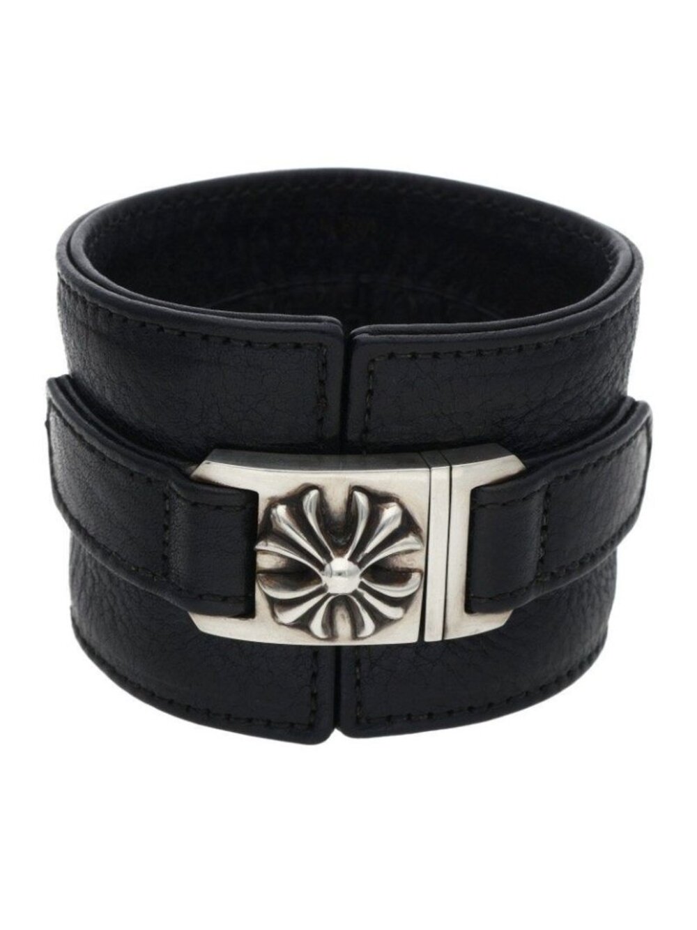 Chrome Hearts Harness Clasp Wide Leather Bracelet